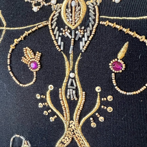 Vintage CAROLE LITTLE Petite Wool Blend Embellished Sweater Dress—SZ. SP - Picture 4 of 12